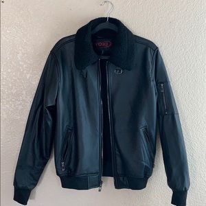 Faux Leather Bomber Jacket
